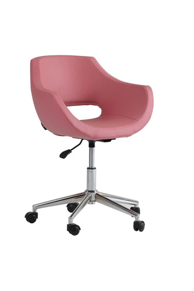 Koltukstilim   K-01 Pembe Deri Çalışma Koltuğu ürün görseli 1