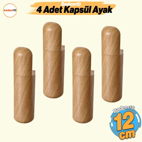 Kapsül 4 Adet Ayak 12 cm Mobilya Yükseltici Kanepe TV Ünitesi Koltuk Ayağı Baza Ayakları Açık Kübik Ceviz ürün görseli 1