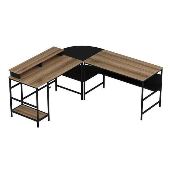 Minar Greta Köşe Masa Set (Led Işıklı) - Dore-Siyah - Resim 7
