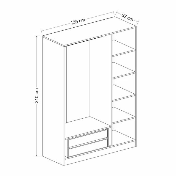 Minar Kale Plus190 3 Kapaklı 2Ç Dolap Dore Plus Dore - Resim 8