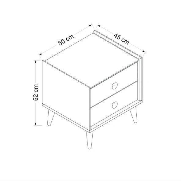 Minar Mitra Komodin 2C-Düz Beyaz-Artisan - Resim 7