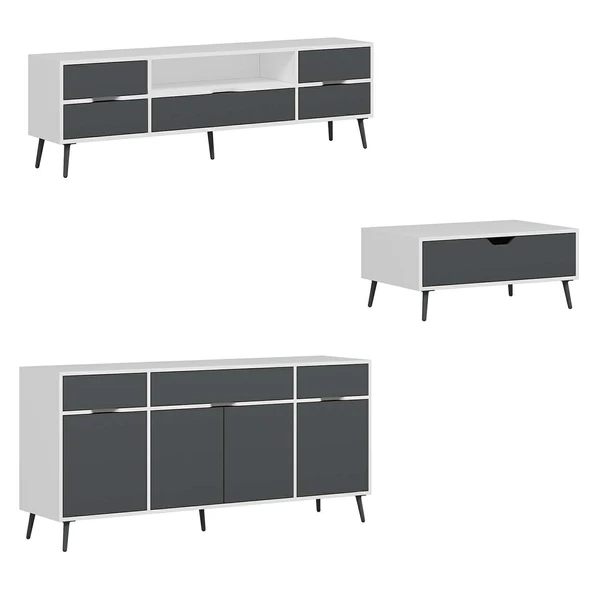 Minar Elina Set1 Beyaz-Antrasıt - Resim 4