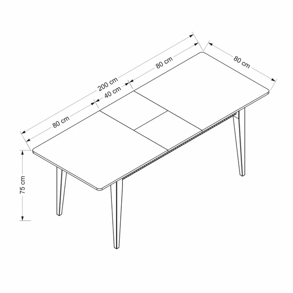Minar Kale Plus Yemek Masası - Antrasit Antrasit - Resim 7
