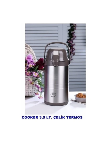 Cooker Pompalı Çelik Termos 3,5 litre ürün görseli 1