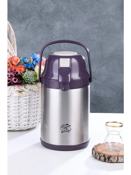 Cooker Pompalı Çelik Termos Siyah 2,5 litre - Resim 3