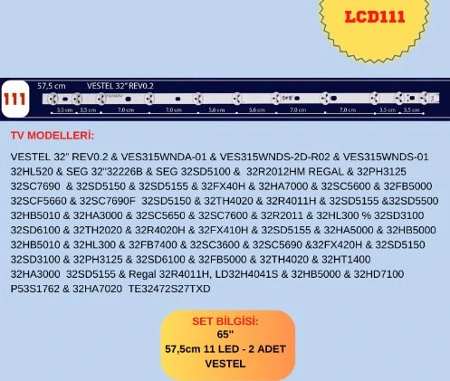 LD32S278, LE32S182, LE32S278, 32TF6520, 32TH2020, 32TH4020, 32TH4025, 32XT3000, 32XT3000, 32XT3000, 32XT3020, 32XT3020, 32XT5000, 32XT5020, 32XT8050, 32FA7033, 32FB5000, LED BAR ürün görseli 1