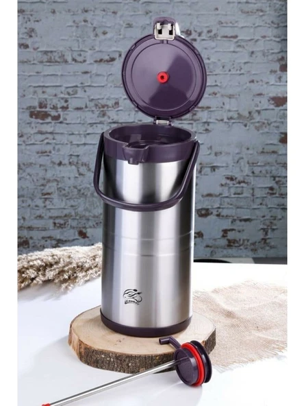Cooker 4.5 Lt Çelik Termos (Pompalı) CKR2009 - Mor - Resim 2