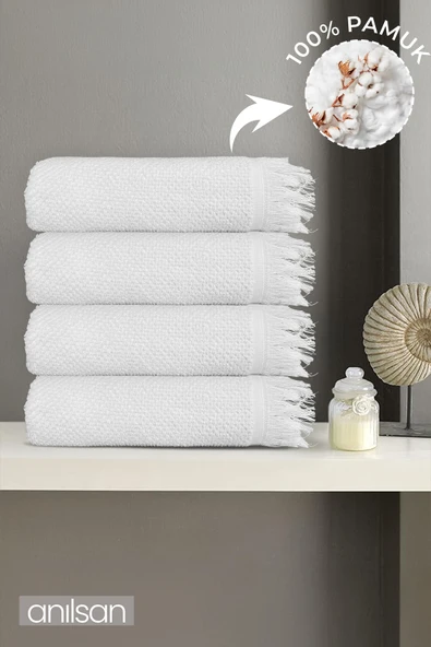4'lü Beyaz Jelena Banyo Havlusu 70x140 Cm, 490 Gr, %100pamuk, Spa Ve Otel Havlusu Uy ürün görseli 1