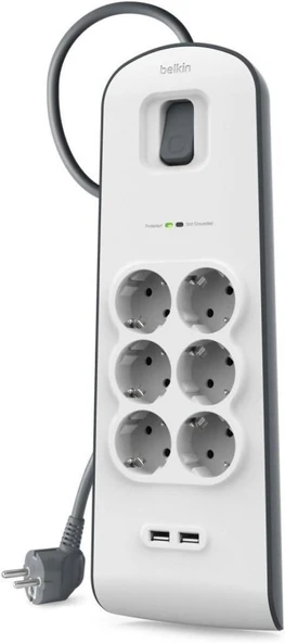 Belkin BSV604VF2M 650 Joule 2 USB'li 6'lı 2 m Akım Korumalı Priz Teşhir ürün görseli 1