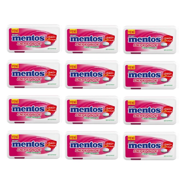 Mentos Defensive Clean Breath Vişne Aromalı Tatlandırıcılı Tablet Şekerleme 21 g x 12 Adet ürün görseli 1