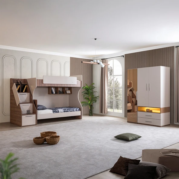 Ranza, Milano Genç Odası Takımı Çift Kişilik Modern Ranza + Üç Kapaklı Modern Dolap ürün görseli 1