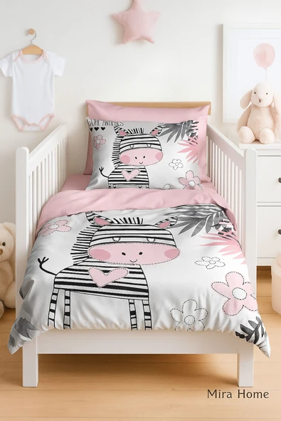 Dijital Baskılı 3d Pamuklu Yenidoğan Bebek Nevresim Takımı Baby Zebra ürün görseli 1