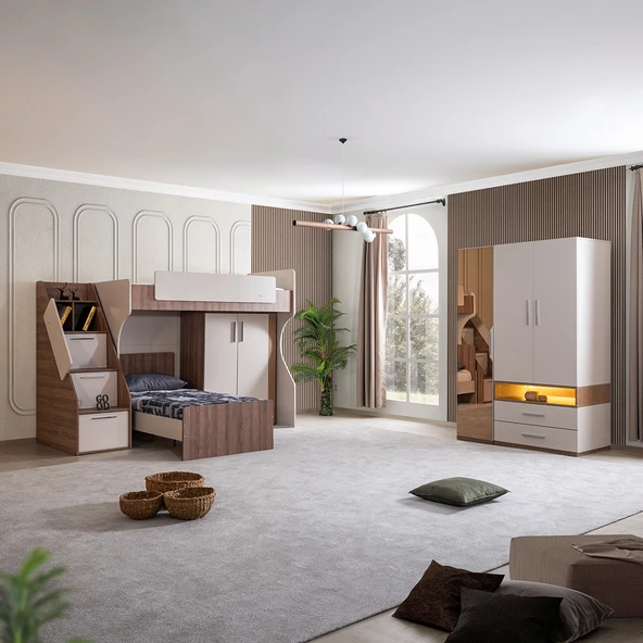Ranza, Milano Genç Odası Takımı Çift Kişilik Dolaplı Modern Ranza + Üç Kapaklı Modern Dolap ürün görseli 1