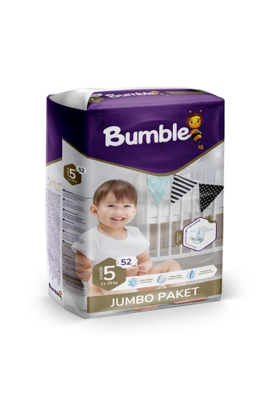 Bumble Junior Bebek Bezi 5 Beden 11-18 Kg Jumbo Paket 52 Adet ürün görseli 1
