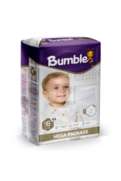 Bumble XLarge Bebek Bezi 6 Beden 15+ Kg Mega Paket 64 Adet ürün görseli 1