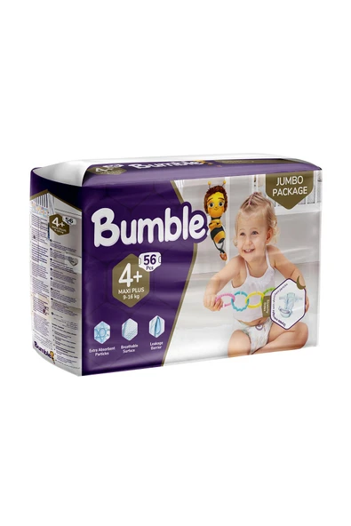 Bumble Maxi Plus Bebek Bezi 4 Beden 9-16 Kg Jumbo Paket 56 Adet ürün görseli 1