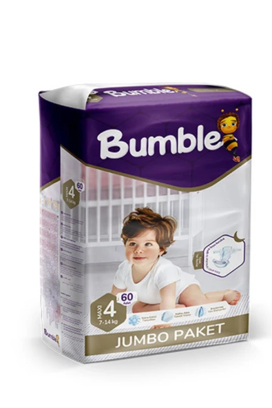Bumble Maxi Bebek Bezi 4 Beden 7-14 Kg Jumbo Paket 60 Adet ürün görseli 1