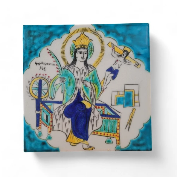 Bakire Katerina 20x20 cm El Boyama İznik Çini Karo ürün görseli 1