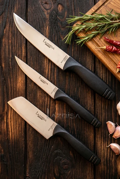 Eco Serisi Mutfak Bıçak Seti Et Ekmek Sebze Pizza Salata Şef Bıçağı 3 Parça Set ( Mft-4527) ürün görseli 1