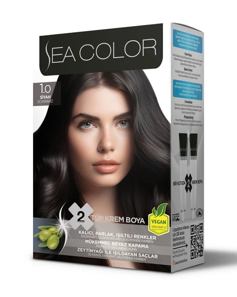 SEA COLOR SAÇ BOYASI 1.0 (SİYAH) X 2 KUTU ürün görseli 1