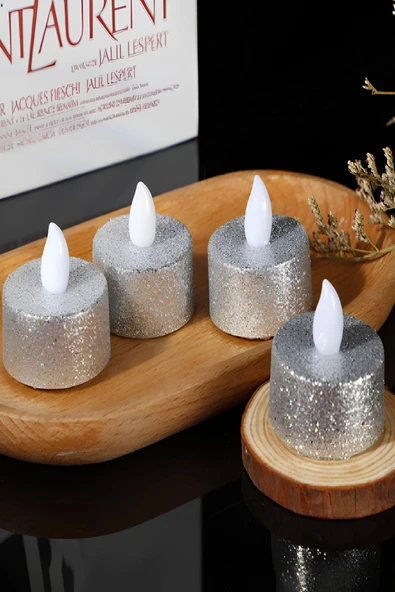 Dekoratif LED Tealight Mum Seti - 4 Adet Alev Efektli, Altın Renk, Alevsiz Işıklı Mum ürün görseli 1