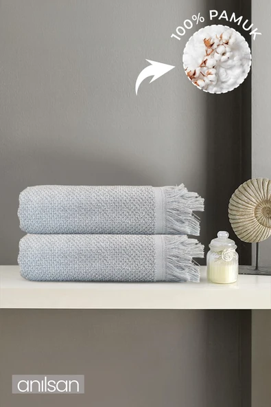 2'li Gri Jelena Banyo Havlusu- 70x140 Cm, 490 Gr, %100pamuk, Spa Ve Otel Havlusu Uy ürün görseli 1