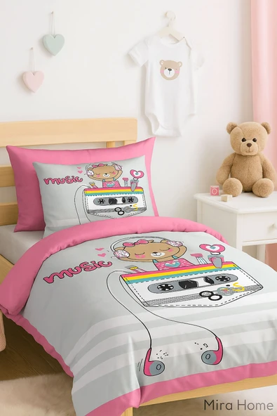 Dijital Baskılı 3d Pamuklu Yenidoğan Bebek Nevresim Takımı Enjoy Music ürün görseli 1