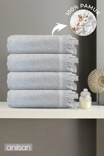 4'lü Gri Jelena Banyo Havlusu 70x140 Cm, 490 Gr, %100pamuk, Spa Ve Otel Havlusu Uy ürün görseli 1