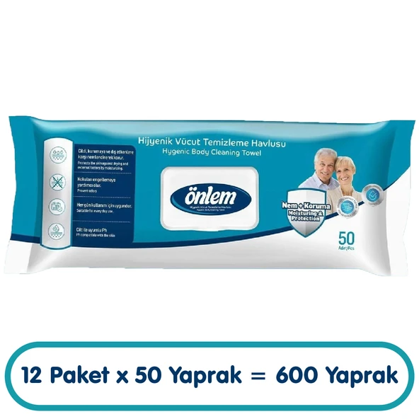 Önlem Hijyenik Vücut Temizleme Havlusu 50x12 600 Yaprak ürün görseli 1