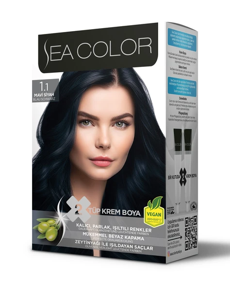 SEA COLOR 1.1 MAVİ SİYAH SAÇ BOYASI X 2 ADET ürün görseli 1