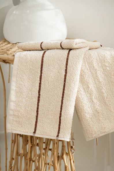 Upstyle 6'lı Nakışlı Kurulama Peçetesi Seti  30x50 cm Bej   %100 Pamuk Yumuşak ve Emici ürün görseli 1
