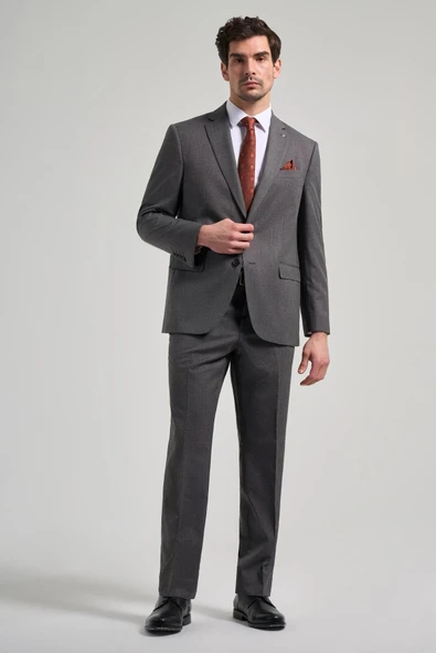 Füme Mono Yaka 4 Drop Comfort Fit Tam Astar Esnek Takım Elbise 1001250169 ürün görseli 1