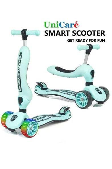 Smart Oturaklı Çocuk Scooter 3 Tekerlekli Işıklı Ledli Scooter Yükseklik Ayarlı 1-5 Yaş ürün görseli 1