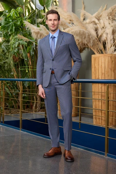 Lacivert Mono Yaka 6 Drop Slim Fit Tam Astar Esnek Takım Elbise 1001250168 ürün görseli 1