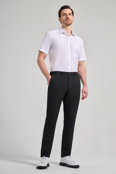 Siyah Kendinden Desenli Yan Cep Slim Fit Jogger Pantolon 1003250161 ürün görseli 1