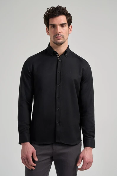 Kol Desenli Armürlü Düğmeli Yaka Cepsiz Pamuklu Casual Slim Fit Gömlek 1004250206 ürün görseli 1