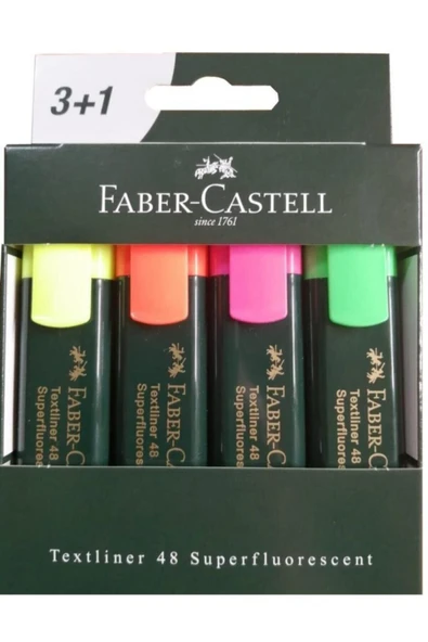 Faber Castell Siyah Gövde 4 Renk 1548 Fosforlu Kalem ürün görseli 1