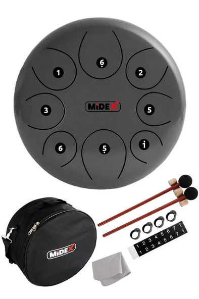 Midex TD-108SL Çelik Dil Davul Handpan 10 İnç 8 Ton Steel Tongue Drum Full Set ürün görseli 1