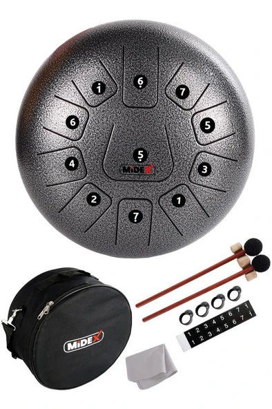 Midex TD-1211SM Çelik Dil Davul Handpan 12 İnç 11 Ton Steel Tongue Drum Full Set ürün görseli 1