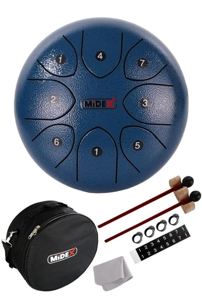 Midex TD-88BL Çelik Dil Davul Handpan 8 İnç 8 Ton Steel Tongue Drum Full Set ürün görseli 1