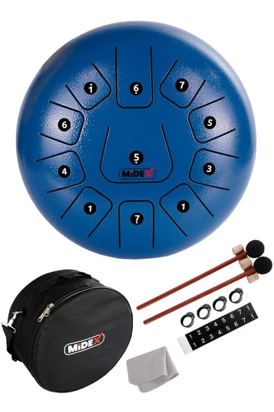 Midex TD-1211BL Çelik Dil Davul Handpan 12 İnç 11 Ton Steel Tongue Drum Full Set ürün görseli 1