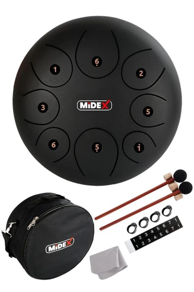 Midex TD-108BK Çelik Dil Davul Handpan 10 İnç 8 Ton Steel Tongue Drum Full Set ürün görseli 1