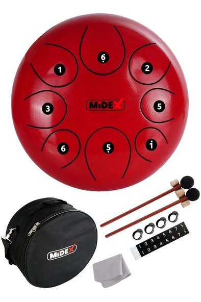 Midex TD-108RD Çelik Dil Davul Handpan 10 İnç 8 Ton Steel Tongue Drum Full Set ürün görseli 1