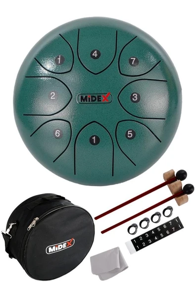 Midex TD-88GR Çelik Dil Davul Handpan 8 İnç 8 Ton Steel Tongue Drum Full Set ürün görseli 1