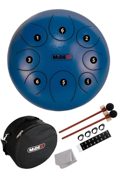 Midex TD-108BL Çelik Dil Davul Handpan 10 İnç 8 Ton Steel Tongue Drum Full Set ürün görseli 1