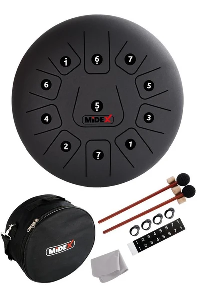 Midex TD-1211BK Çelik Dil Davul Handpan 12 İnç 11 Ton Steel Tongue Drum Full Set ürün görseli 1