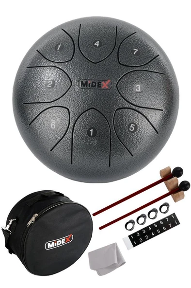 Midex TD-88SL Çelik Dil Davul Handpan 8 İnç 8 Ton Steel Tongue Drum Full Set ürün görseli 1