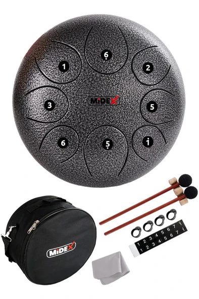 Midex TD-108SM Çelik Dil Davul Handpan 10 İnç 8 Ton Steel Tongue Drum Full Set ürün görseli 1