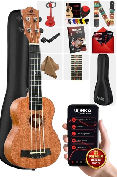 Rennes RD-21 Soprano Ukulele (Çanta Capo Askı Metod Pena) ürün görseli 1