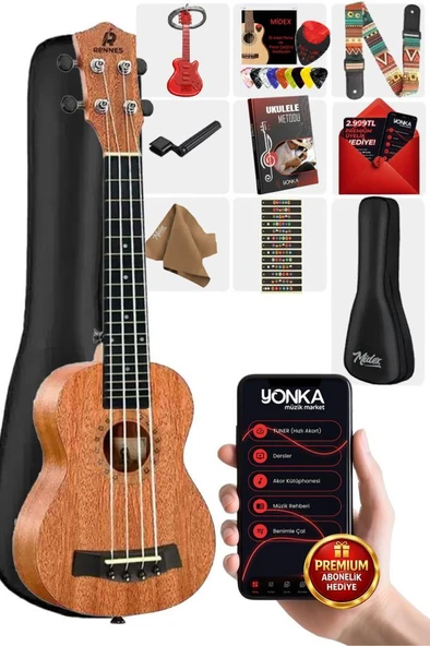 Rennes RD-26 Tenor Ukulele (Çanta Capo Askı Metod Pena) ürün görseli 1
